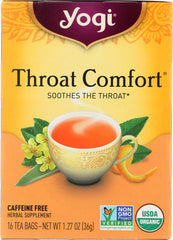 YOGI TEA: Organic Throat Comfort Caffeine Free, 16 Tea Bags