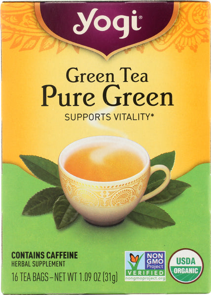 YOGI TEAS: Organic Green Tea Pure Green, 16 Tea Bags