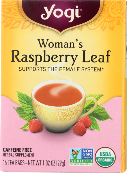 YOGI TEAS: Woman's Raspberry Leaf Caffeine Free, 16 Tea Bags