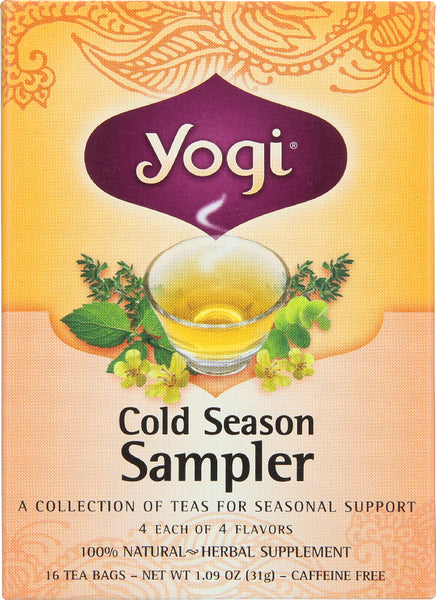 YOGI TEAS: Cold Season Tea Sampler Caffeine Free, 16 Tea Bags