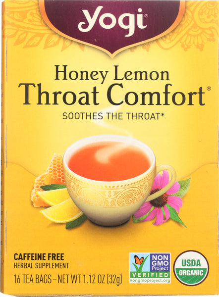 YOGI TEAS: Herbal Tea Honey Lemon Throat Comfort, 16 Tea Bags