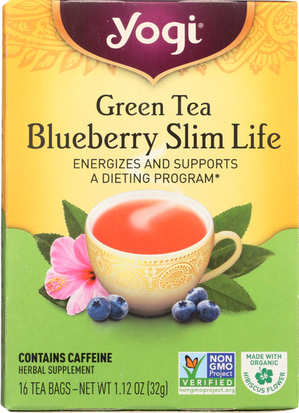 YOGI TEAS: Green Tea Blueberry Slim Life, 16 Tea Bags