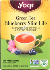 YOGI TEAS: Green Tea Blueberry Slim Life, 16 Tea Bags