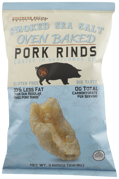 SOUTHERN RECIPE SMALL BATCH: Smoked Sea Salt Oven Baked Pork Rinds, 3.625 oz