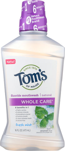 TOMS OF MAINE: Whole Care Mouthwash Mild Mint, 16 fo