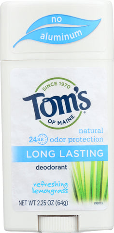 TOMS OF MAINE: Long Lasting Deodorant Refreshing Lemongrass, 2.25 Oz