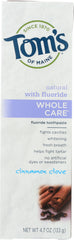 TOMS OF MAINE: Whole Care Fluoride Toothpaste Cinnamon Clove, 4.7 Oz