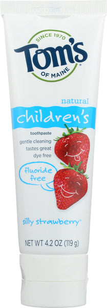 TOMS OF MAINE: Children's Natural Toothpaste Fluoride-Free Silly Strawberry, 4.2 Oz