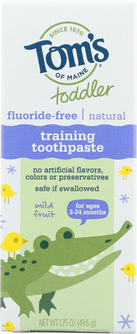 TOMS OF MAINE: Toddler Fluoride-Free Natural Training Toothpaste Mild Fruit, 1.75 oz