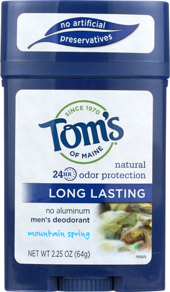 TOM'S OF MAINE: Men's Long Lasting Deodorant Mountain Spring, 2.25 oz