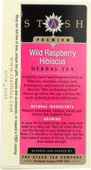 STASH TEA: Herbal Tea Wild Raspberry Hibiscus Caffeine Free 20 Tea Bags, 1.3 Oz