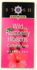 STASH TEA: Herbal Tea Wild Raspberry Hibiscus Caffeine Free 20 Tea Bags, 1.3 Oz