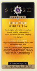 STASH TEA: Lemon Ginger Herbal Tea Caffeine Free 20 Tea Bags, 1.1 oz