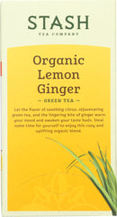 STASH: Tea Organic Green Tea Lemon Ginger 18 Tea Bags, 1.2 Oz