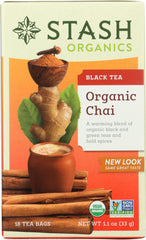 STASH TEA: Organic Chai Black & Green Tea 18 Tea Bags, 1.1 oz