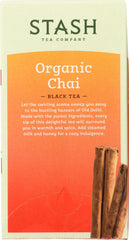 STASH TEA: Organic Chai Black & Green Tea 18 Tea Bags, 1.1 oz