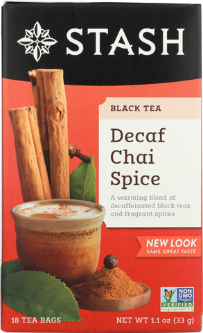 STASH TEA: Decaf Tea Chai Spice 18 Tea Bags, 1.1 oz