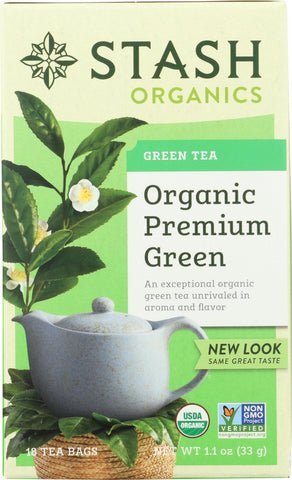 STASH TEA: Organic Premium Green Tea 18 Tea Bags, 1.1 oz