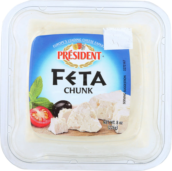 PRESIDENT: Feta Chunk Plain Cheese, 8 Oz
