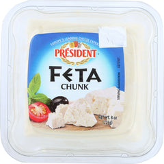 PRESIDENT: Feta Chunk Plain Cheese, 8 Oz
