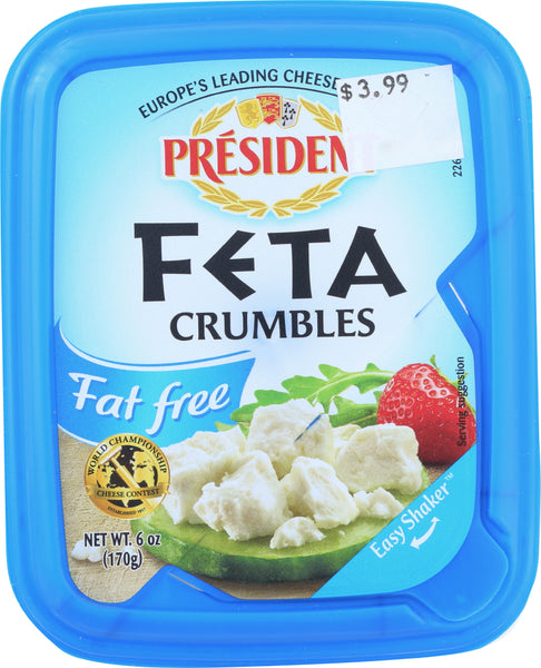 PRESIDENT: Fat Free Crumbled Feta Cheese, 6 oz