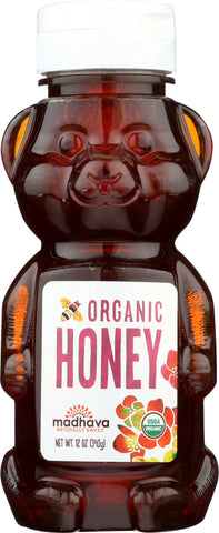 MADHAVA HONEY: Organic Honey Bear, 12 oz