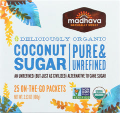 MADHAVA HONEY: Organic Coconut Sugar 25 Packets, 3.53 oz