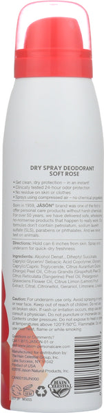 JASON: Deodorant Spray Soft Rose, 3. 8 oz