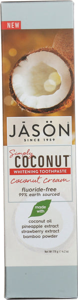 JASON: Toothpaste Simply Coconut Whitening Cream, 4.2 oz