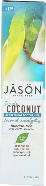 JASON: Toothpaste Simply Coconut Refreshing Fluoride-Free, 4.2 oz