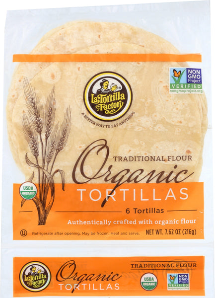 LA TORTILLA FACTORY: Traditional Flour Organic Tortillas, 7.62 oz