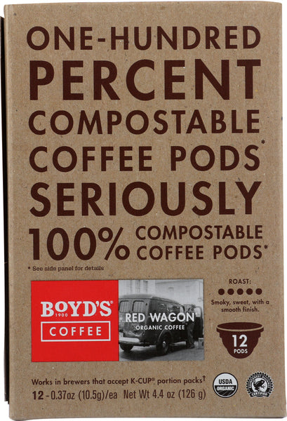 BOYDS: Organic Red Wagon Coffee Single Cups, 12 pcs