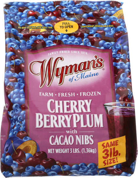 WYMANS: Fresh Frozen Cherry Berry Plum with Cacao Nibs, 3 lb