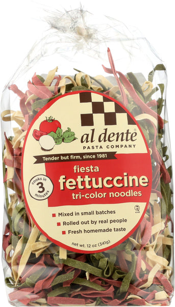 AL DENTE: Fiesta Tri-Color Noodles Fettuccine, 12 Oz