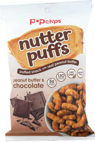 POPCHIPS: Nutter Puffs Peanut Butter & Chocolate, 4 oz