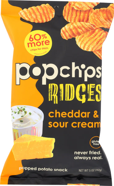 POPCHIPS: Chip Ridges Cheddar & Sour Cream, 5 oz