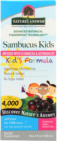 NATURE'S ANSWER: Sambucus Black Elder Berry Kids Formula 1945 mg, 4 oz