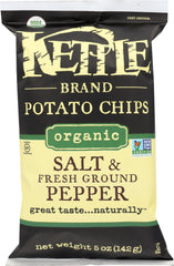 KETTLE FOODS: Salt & Fresh Ground Pepper Organic Potato Chips, 5 oz