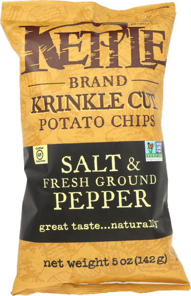 KETTLE BRAND: Krinkle Cut Potato Chips Salt and Fresh Ground Pepper, 5 oz