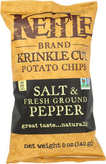 KETTLE BRAND: Krinkle Cut Potato Chips Salt and Fresh Ground Pepper, 5 oz