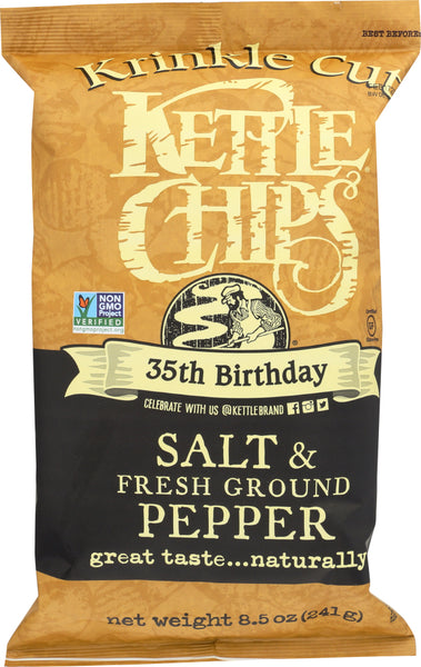 KETTLE BRAND: Krinkle Cut Potato Chips Salt & Fresh Ground Pepper, 8.5 oz