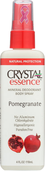 CRYSTAL ESSENCE: Mineral Deodorant Body Spray Pomegranate, 4 oz