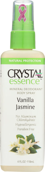 CRYSTAL BODY DEODORANT: Deodorant Spray Vanilla Jasmine, 4 oz