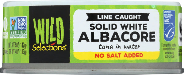 WILD SELECTIONS: Tuna Solid Water No Salt Can, 5 oz