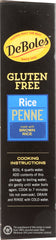 DEBOLES: Gluten Free Penne Rice Pasta, 8 oz