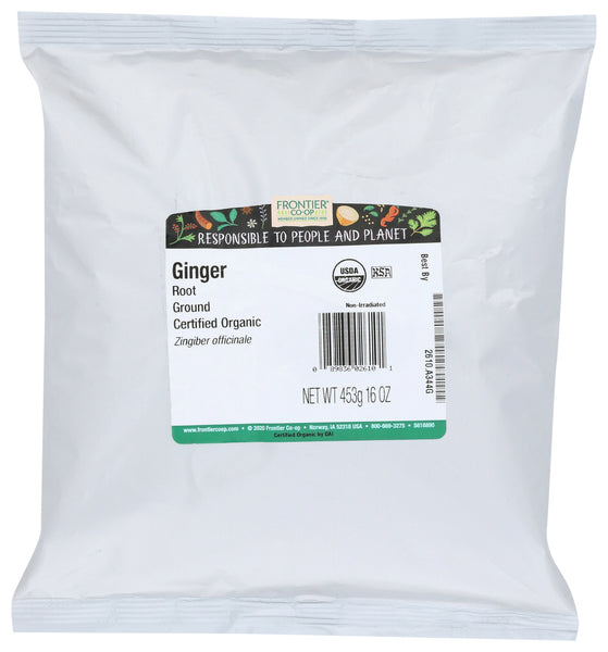 FRONTIER HERB: Organic Ground Ginger Root 16 Oz