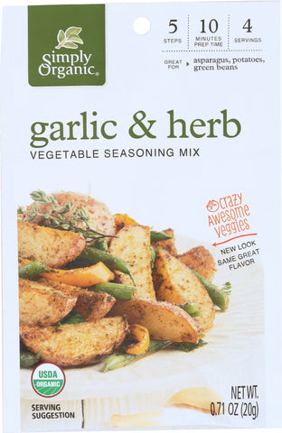 SIMPLY ORGANIC: Garlic & Herb Vegetable Seasoning Mix, 0.71 oz