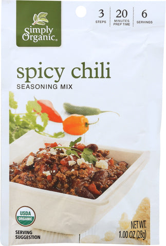 SIMPLY ORGANIC: Seasoning Mix Spicy Chili, 1 Oz