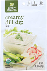 SIMPLY ORGANIC: Creamy Dill Dip Mix, 0.7 Oz