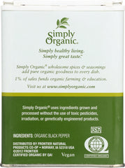 SIMPLY ORGANIC: Ground Black Pepper, 4 oz